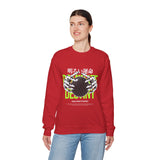 Destiny Fearless Pursuit of Happiness Unisex Heavy Blend Crewneck Sweatshirt Gothic Skeleton Hands Globe Graphic Streetwear Bold Motivational Pullover