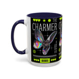 The Charmer Butterfly Accent Coffee Mug 11oz 15oz Black Two Tone Ceramic Cup Aesthetic Iridescent Butterfly Design Gift for Coffee Lovers