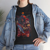 Guerrero Warrior Unisex Heavy Cotton Tee Tribal Strength Mythical Art Design Bold Red Battle Graphic Streetwear for Fighters, Heroes, and Cultural Legends