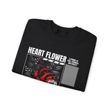 Heart Flower Graphic Unisex Heavy Blend Crewneck Sweatshirt Comfortable Streetwear Pullover Bold Red and Black Floral Heart Design Symbol of Love Strength and Vitality Perfect Gift for Friends Birthdays Cozy Days and Everyday Wear