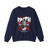 Faith Over Fear Jesus Crown Of Thorns Unisex Heavy Blend Crewneck Sweatshirt Christian Graphic Bold Religious Streetwear Motivational Bible Verse Pullover
