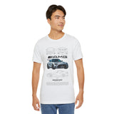 Mercedez Benz AGM Aggressive Silver Widebody Supercar Blueprint Unisex Heavy Cotton Tee Performance Street Machine Graphic Shirt For Car Lovers And Gearheads
