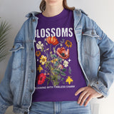 Blossoms Floral Graphic Unisex Heavy Cotton Tee Comfortable Streetwear Timeless Charm Motivational Nature Inspired T Shirt Perfect Gift for Garden Lovers Friends Birthdays Casual Everyday Wear