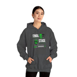 Final Stage Unisex Heavy Blend Hooded Sweatshirt Graphic Hoodie Black Skull Neon Green Streetwear Futuristic Cyberpunk Bold Artistic Fashion Outfit