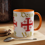 Deus Vult Accent Coffee Mug 11oz 15oz Red Cross Knight Crusader Ceramic Cup Bold Medieval Design Christian Symbol Faith Inspired Coffee Tea Gift Drinkware