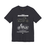 Harley Davidson Sportster Inspired Cruiser Motorcycle Blueprint Graphic Unisex Heavy Cotton Tee Premium Biker Streetwear T Shirt for Riders Enthusiasts Everyday Wear
