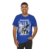 Heavenly Bond Unisex Jersey Short Sleeve Tee Graphic Black T Shirt Angel And Lion Statue Artistic Spiritual Streetwear Bold Futuristic Fashion Outfit