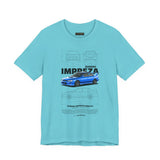 Blue Rally Inspired Performance Sedan Artwork Unisex Heavy Cotton Tee High Speed Streetwear Graphic Shirt For Car Enthusiasts And Automotive Art Lovers