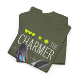 The Charmer Unisex Heavy Cotton Tee Futuristic Butterfly Graphic Streetwear Neon Cyber Aesthetic Artistic Fashion Statement T Shirt