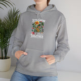 Lets Grow Together Floral Graphic Comfortable Unisex Hoodie Bold Botanical Streetwear Motivational Empowerment Sweatshirt Perfect Gift for Couples Friends Birthdays Cozy Days and Everyday Casual Wear
