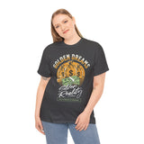 Golden Dreams Silver Reality Money Graphic Unisex Heavy Cotton Tee Bold Hustler Cash Bag Dollar Streetwear Motivational T Shirt