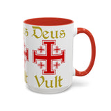 Deus Vult Accent Coffee Mug 11oz 15oz Red Cross Knight Crusader Ceramic Cup Bold Medieval Design Christian Symbol Faith Inspired Coffee Tea Gift Drinkware