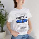 Aventador Blue Hypercar Blueprint Unisex Heavy Cotton Tee High Performance Streetwear Design for Car Enthusiasts Racers and Speed Lovers