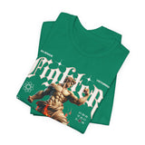 Fighter Graphic Unisex Jersey Short Sleeve Tee Premium Motivational Statue Art T Shirt Resilience Strength Victory Streetwear