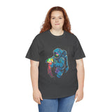 Galactic Dream Astronaut Neon Art Unisex Heavy Cotton Tee Bold Cosmic Streetwear Graphic T Shirt Vibrant Space Design Comfortable Classic Fit Everyday Wear Perfect Gift for Sci Fi Lovers and Creative Minds