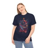 Guerrero Warrior Unisex Heavy Cotton Tee Tribal Strength Mythical Art Design Bold Red Battle Graphic Streetwear for Fighters, Heroes, and Cultural Legends