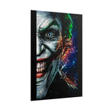 Joker Split Insanity Glossy Poster Bold Gothic Wall Art Dark Psychological Design Fiery Abstract Expression Print for Collectors, Creators, and Visionary Spaces