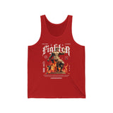 Fighter Resilience Victorious Flame Statue Graphic Unisex Jersey Tank Top Motivational Gym Streetwear Sleeveless