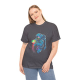 Galactic Dream Astronaut Neon Art Unisex Heavy Cotton Tee Bold Cosmic Streetwear Graphic T Shirt Vibrant Space Design Comfortable Classic Fit Everyday Wear Perfect Gift for Sci Fi Lovers and Creative Minds