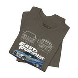 Silver Blue Street Racing Artwork Unisex Heavy Cotton Tee High Performance Inspired Graphic Shirt For Car Lovers And Urban Streetwear Fans