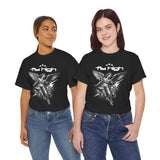 Fly High Angel Design Unisex Heavy Cotton Tee Streetwear Graphic T Shirt Spiritual Guardian Winged Warrior Style