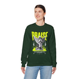 Praise Angel Statue Graphic Unisex Heavy Blend Crewneck Sweatshirt Gothic Spiritual Streetwear Pullover