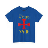 Unisex Deus Vult T Shirt Medieval Crusader Cross Graphic Tee Warrior Knight Inspired Vintage Christian Symbol Heavy Cotton Streetwear