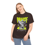 Praise Angel Statue Graphic Unisex Heavy Cotton Tee Spiritual Gothic Streetwear T-Shirt