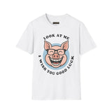 Laughing Pig Fun Cartoon Unisex Heavy Cotton Tee Trendy Humor Streetwear Graphic Shirt Perfect Gift for Friends Birthdays Casual Wear