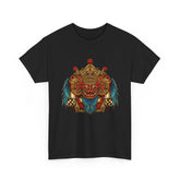 Unisex Balinese Barong Mask Graphic T Shirt Mythical Cultural Warrior Spirit Inspired Tee Tribal Festival Art Streetwear Heavy Cotton Top