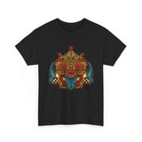 Unisex Balinese Barong Mask Graphic T Shirt Mythical Cultural Warrior Spirit Inspired Tee Tribal Festival Art Streetwear Heavy Cotton Top