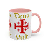 Deus Vult Accent Coffee Mug 11oz 15oz Red Cross Knight Crusader Ceramic Cup Bold Medieval Design Christian Symbol Faith Inspired Coffee Tea Gift Drinkware