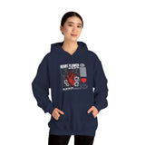 Heart Flower Graphic Hoodie Comfortable Unisex Heavy Blend Sweatshirt Bold Red and Black Floral Heart Design Streetwear Symbol of Love Strength and Vitality Perfect Gift for Friends Birthdays Cozy Days and Casual Wear