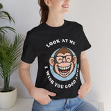 Smiling Monkey Cartoon Good Luck Design Unisex Heavy Cotton Tee Funny Cute Graphic Shirt Positive Vibes Humor Artwork Casual Wear Gift For Friends