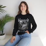 Blessed Angel Statue Graphic Unisex Heavy Blend Crewneck Sweatshirt Gothic Streetwear Aesthetic Spiritual Bold Artistic Pullover