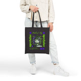 Stalked By Spectator Cyberpunk Anime Glitch Cotton Canvas Tote Bag Japanese Streetwear Futuristic Shopper