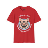 Laughing Pig Fun Cartoon Unisex Heavy Cotton Tee Trendy Humor Streetwear Graphic Shirt Perfect Gift for Friends Birthdays Casual Wear