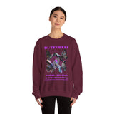 Unisex Heavy Blend Crewneck Sweatshirt Butterfly Holographic Graphic Pullover Black Streetwear Where Elegance Takes Flight Trendy Aesthetic Fashion Outfit