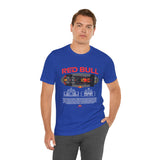 Formula One Style Open Wheel Racing Car Overhead Graphic Unisex Tee Motorsport Performance Streetwear Inspired By Red Bull Racing Colors High Speed Track Culture Design For Racing Fans