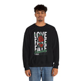 Love Fake Friendship Rose Crewneck Comfortable Unisex Sweatshirt Bold Graphic Streetwear Pullover Empowering Artistic Floral Design For Self Expression Perfect Gift For Friends Birthdays Cozy Days Casual Wear