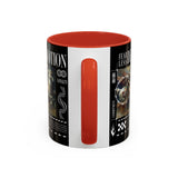 Fearless Devotion Accent Coffee Mug 11oz 15oz Black Ceramic Cup with Warrior on Horse Artwork for Courage Loyalty and Strength Lovers