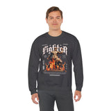 Fighter Resilience Victorious Flame Statue Graphic Unisex Heavy Blend Crewneck Sweatshirt Motivation Streetwear Pullover