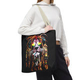 Rasta Lion Eco Tote Bag Vibrant Reggae Inspired Artistic Lion with Headphones Jamaican Island Style Bold Art Print Durable Cotton Canvas Bag for Music Lovers Travel or Daily Use by KLASSORO