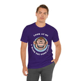 Smiling Monkey Cartoon Good Luck Design Unisex Heavy Cotton Tee Funny Cute Graphic Shirt Positive Vibes Humor Artwork Casual Wear Gift For Friends