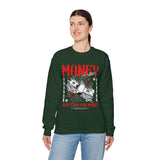 Money Motivation Hustler Mindset Graphic Print Unisex Heavy Blend Crewneck Sweatshirt Streetwear Ambition Pullover