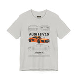Orange Mid Engine Supercar Blueprint Artwork Unisex Heavy Cotton Tee High Performance Inspired Streetwear Graphic Shirt For Car Enthusiasts And Automotive Art Fans