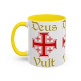 Deus Vult Accent Coffee Mug 11oz 15oz Red Cross Knight Crusader Ceramic Cup Bold Medieval Design Christian Symbol Faith Inspired Coffee Tea Gift Drinkware