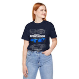 Aventador Blue Hypercar Blueprint Unisex Heavy Cotton Tee High Performance Streetwear Design for Car Enthusiasts Racers and Speed Lovers