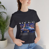 Blue Flame Street Racing Car Graphic Unisex Heavy Cotton Tee Bold Drift Style Automotive Streetwear Shirt