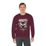 Death Silence Skull Fire Graphic Unisex Heavy Blend Crewneck Sweatshirt Gothic Horror Streetwear Bold Vintage Dark Flame Skull Pullover